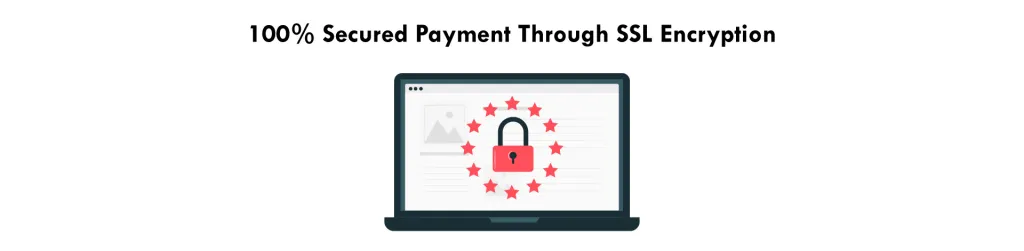 Illustration of a padlock on a laptop screen representing SSL-encrypted DovoTV payments